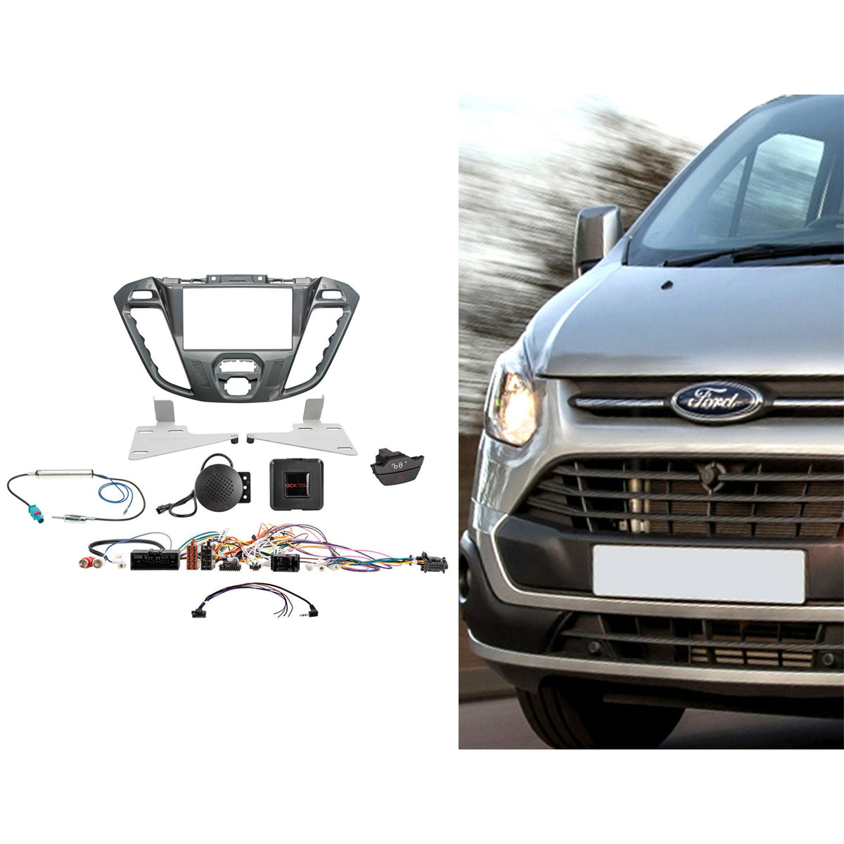 ACV 621114-26-5 Ford Transit Custom 2012-2016 Double Din Stereo Fascia Fitting Kit (Nebula Piano Optic)