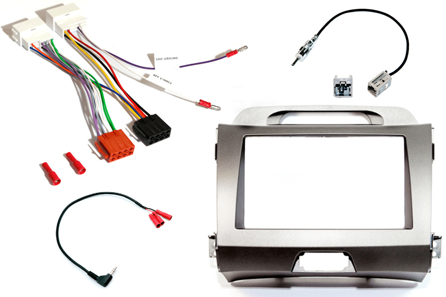 Kia Sportage (2010-2015) Double Din Car Stereo Fitting Kit (SILVER / Basic Audio)