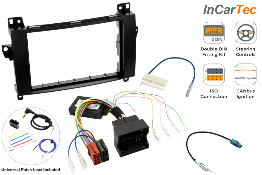 Mercedes Sprinter (2007-2018) Double Din Stereo Fitting Kit with SWC (QUADLOCK CONNECTION)