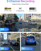 Viofo A329T 3CH Dash Cam 4K Front 2K Rear 2K Telephoto Starvis 2 GPS WIFI Camera