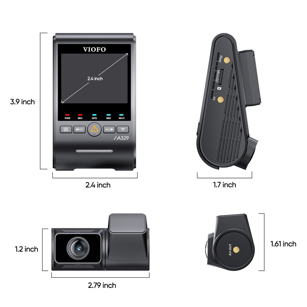 Viofo A329S 2CH Dash Cam 4K Front 2K Rear Starvis 2 GPS WIFI HDR Dual Camera