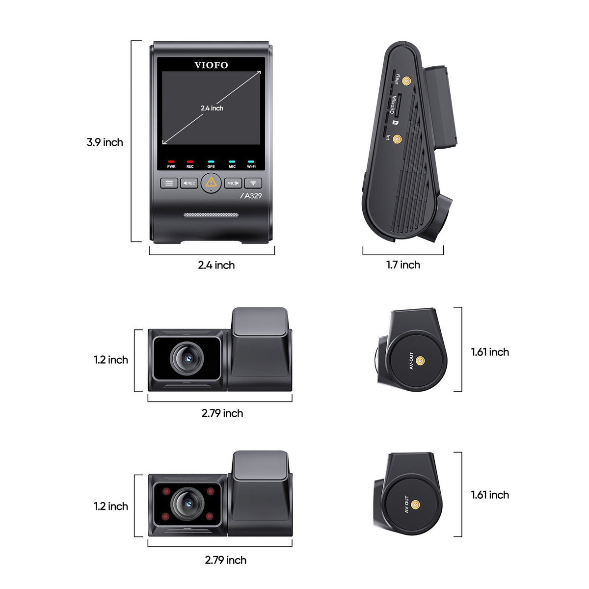 Viofo A329S 3CH Dash Cam 4K Front 2K Rear 2K Cabin Starvis 2 GPS WIFI HDR Camera