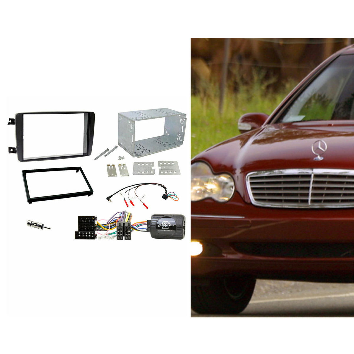 Connects2 CTKMB13 Mercedes C Class, CLK Double Din Fascia Steering Aerial Fitting Kit
