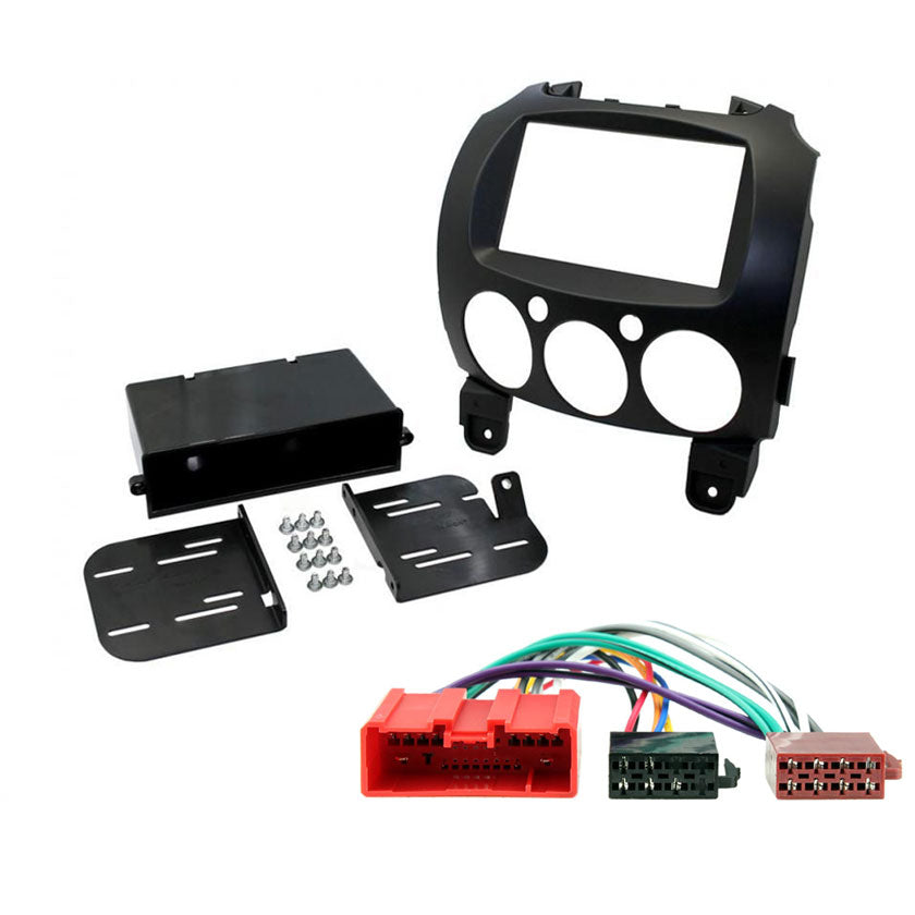 Mazda 2 2008 - 2014 Double Din Car Stereo Fascia ISO Wiring Fitting Kit
