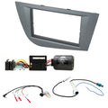 Seat Leon 2005-2012 Double Din Car Stereo Fascia Panel & Steering Wheel Interface Kit - Grey