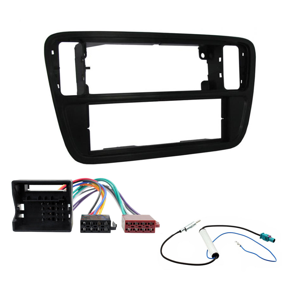 Skoda Citigo 2012-2017 Single Din Car Stereo Fascia, Wiring ISO Fitting Kit Black