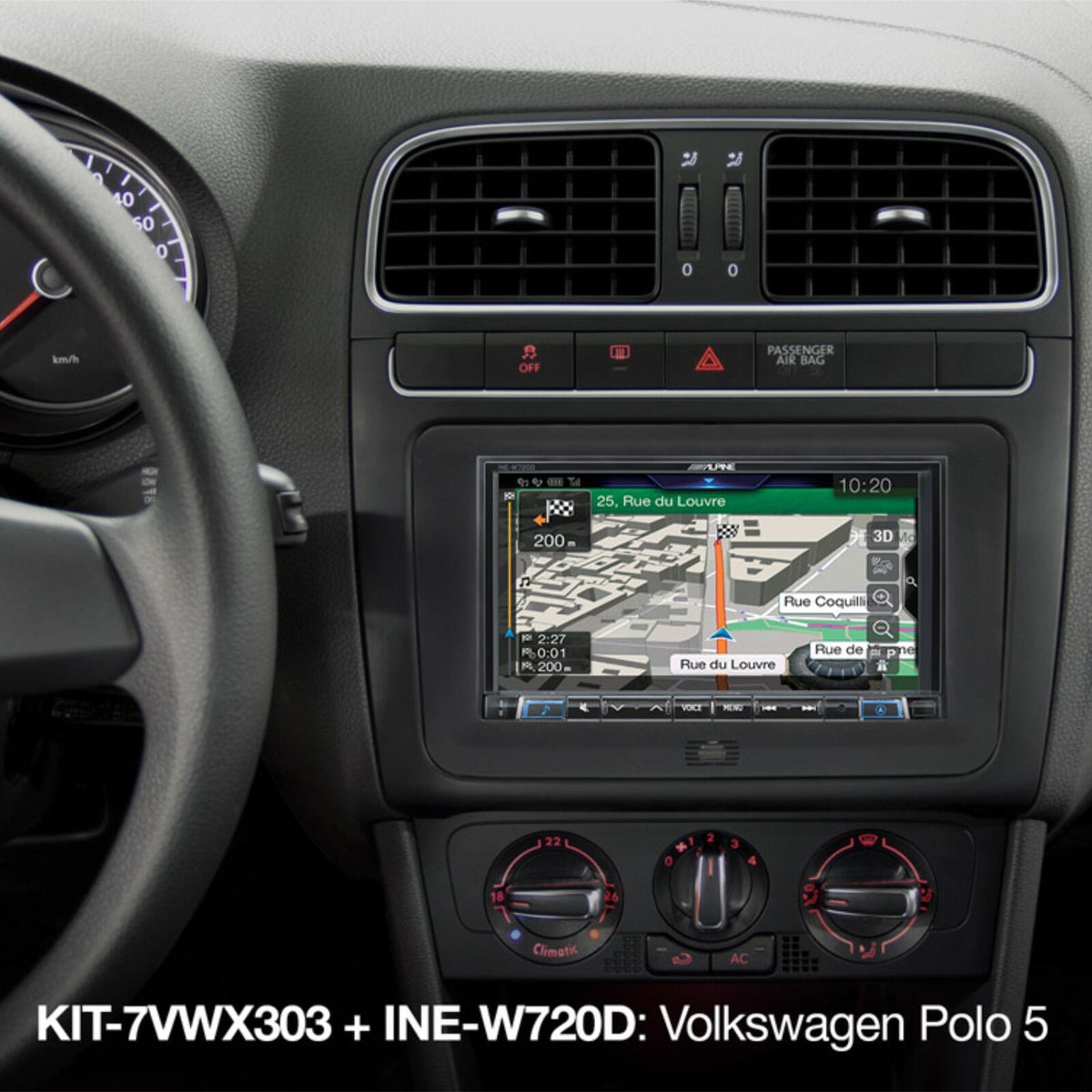Alpine KIT-7VWX303 7 Inch Installation Kit Facia Steering Controls VW Seat Skoda