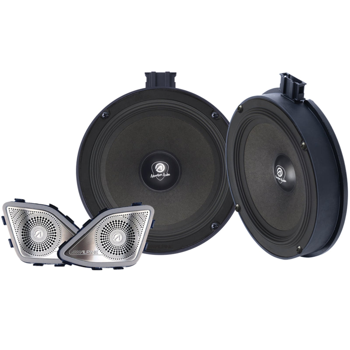 Recommended Speaker Package for VW Transporter T6.1 (Nov 2019–2022) — pictured: Alpine SPC-106T61-2 Volkswagen Transporter T6.1 Component Speakers & Tweeters