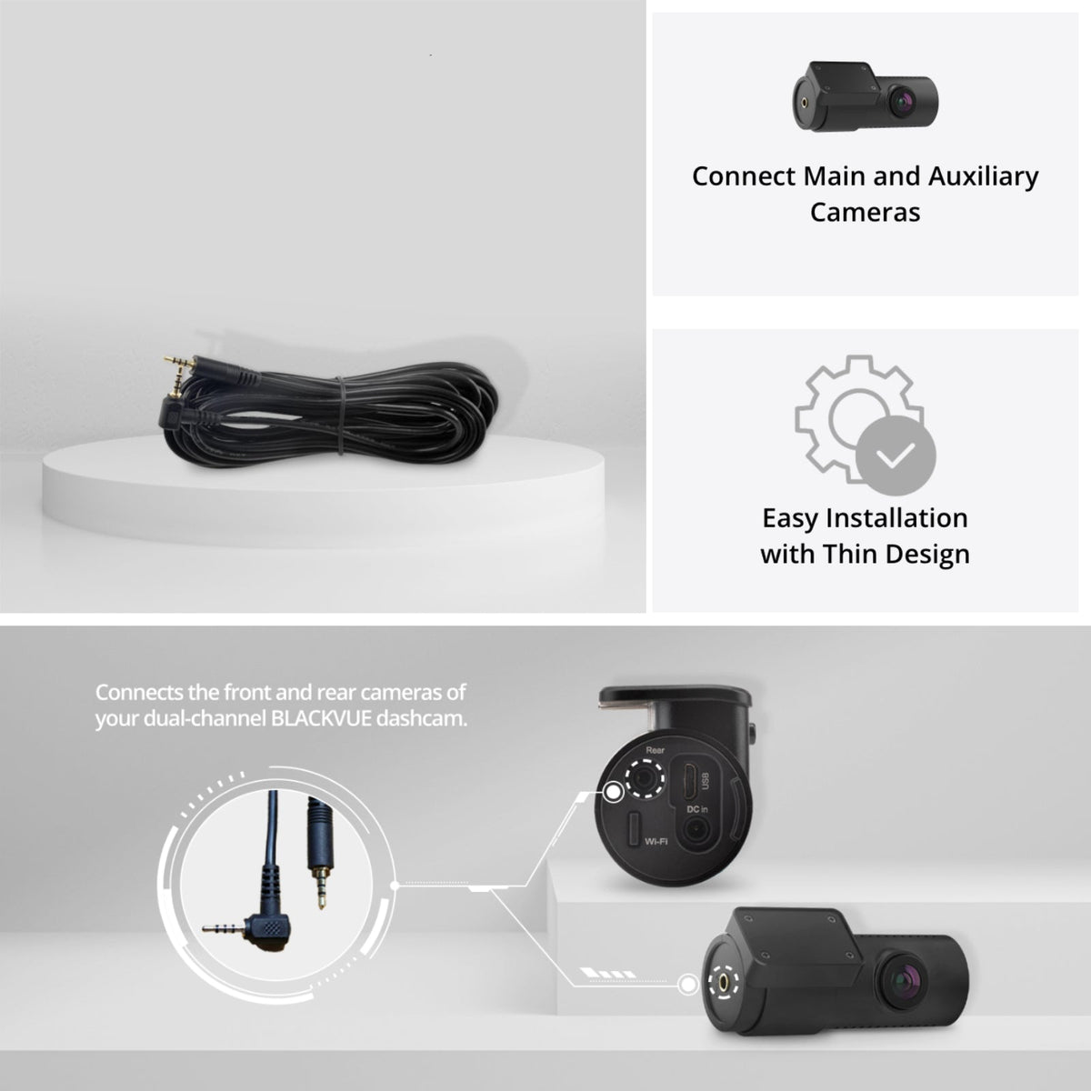 BlackVue 6m Analog Video Rear Camera Cable for DR490 & DR590 2 Channel Dash Cam