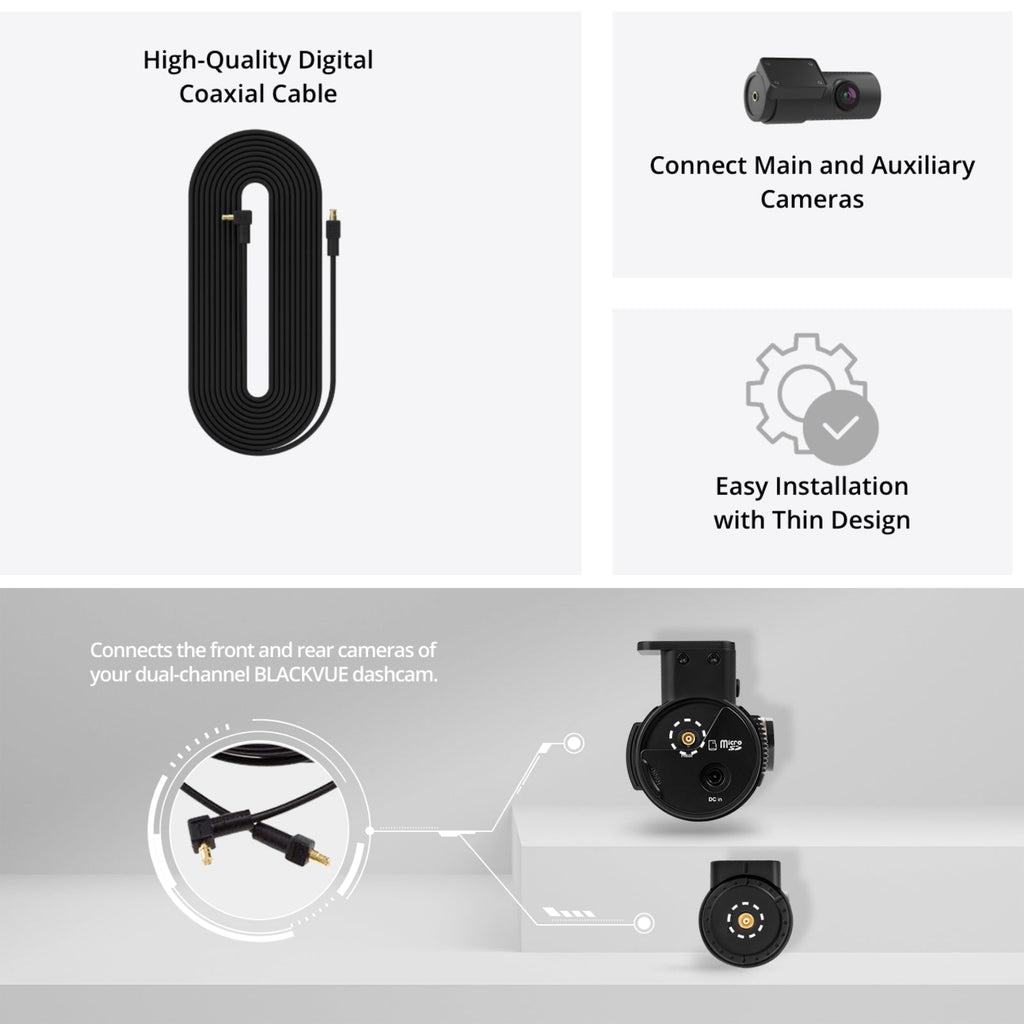 BlackVue 6m Coaxial Video Rear Camera Cable for Dual 2 Channel Dash Cam