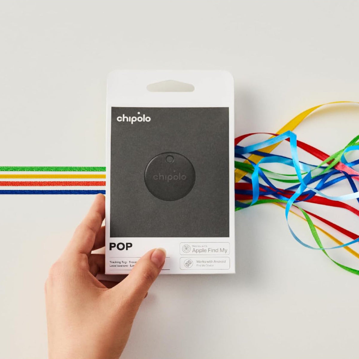 Chipolo POP Tracker Tag Works with Apple or Google's Find My Device 4 Pack Black