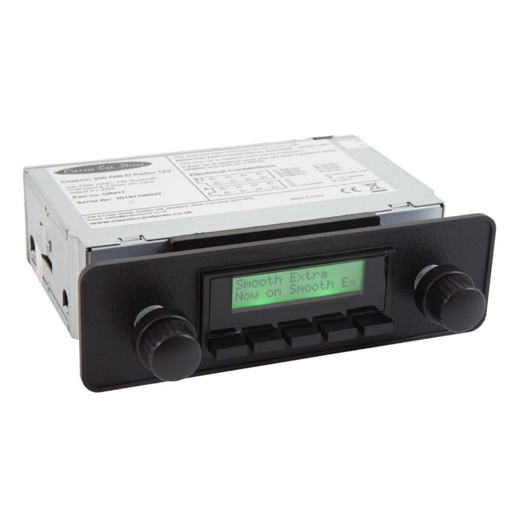 Classic Car Stereo 200 DAB Spindle Mount Radio Stereo Bluetooth Rear USB Black