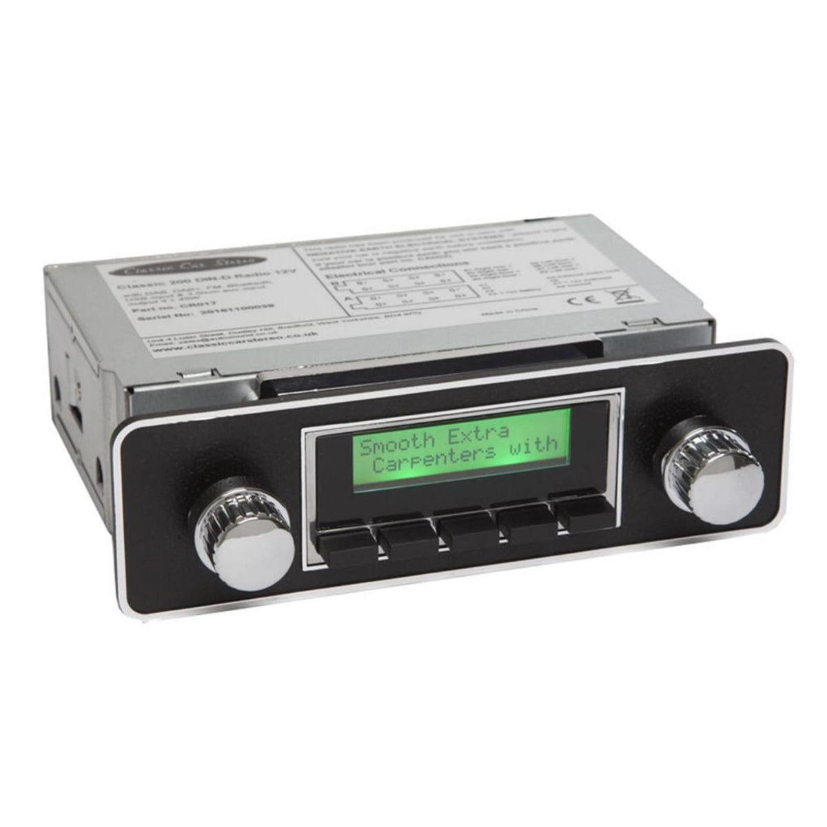 Vintage Car Stereo 100 DAB Spindle Mount Radio Stereo Rear USB Chrome & Black