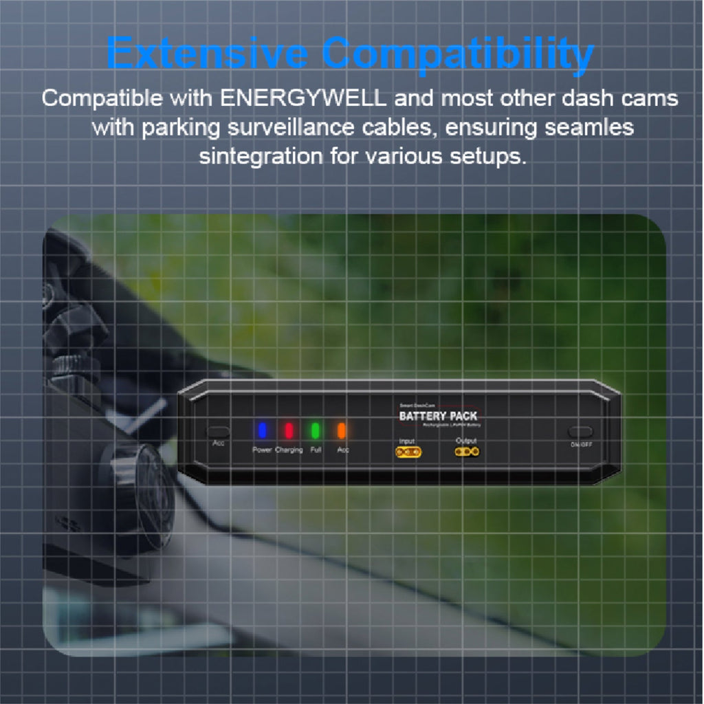 Energywell P6C Dash Cam LiFePO4 Battery Pack Extended Parking Mode upto 60 Hours