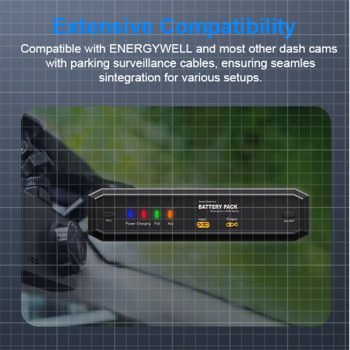 Energywell P6C Dash Cam LiFePO4 Battery Pack Extended Parking Mode upto 60 Hours
