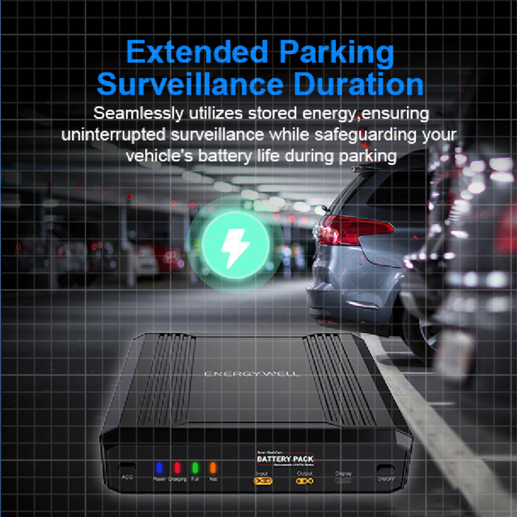 Energywell P6C Dash Cam LiFePO4 Battery Pack Extended Parking Mode upto 60 Hours