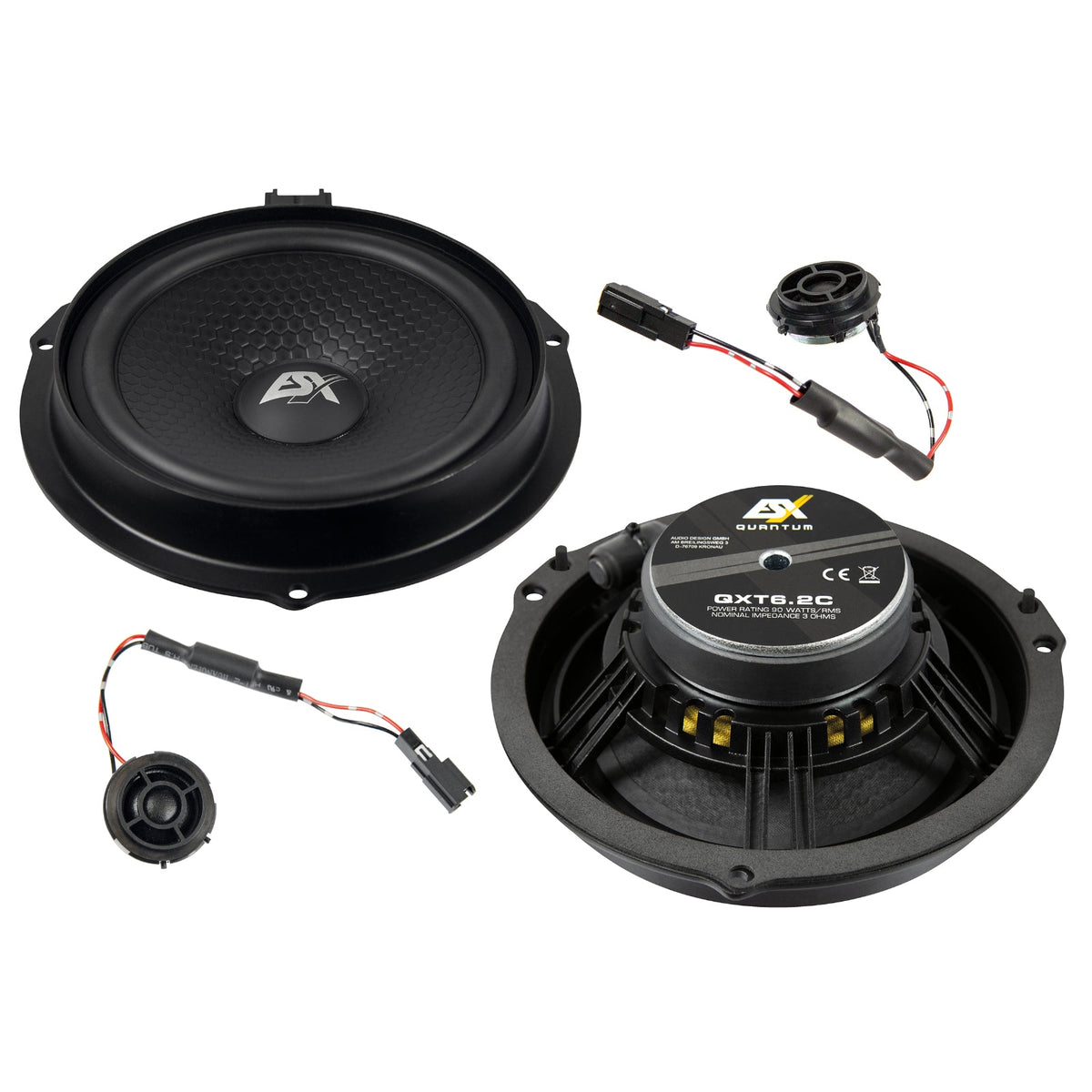 ESX QXT6.2C Component Speakers and Tweeters for Ford Transit 2014 Front Doors