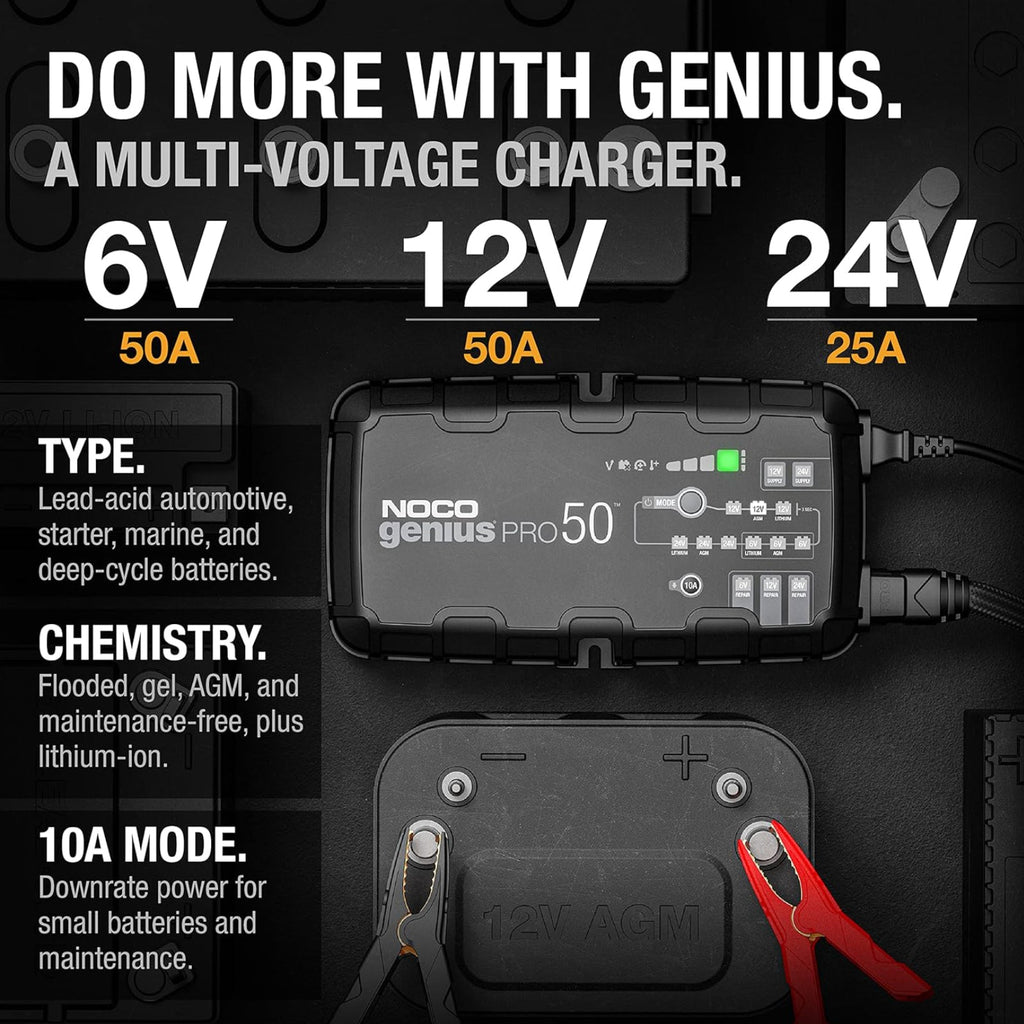 NOCO GeniusPRO50 6V/12V/24V 50A Battery Trickle Charger Maintainer Desulfator