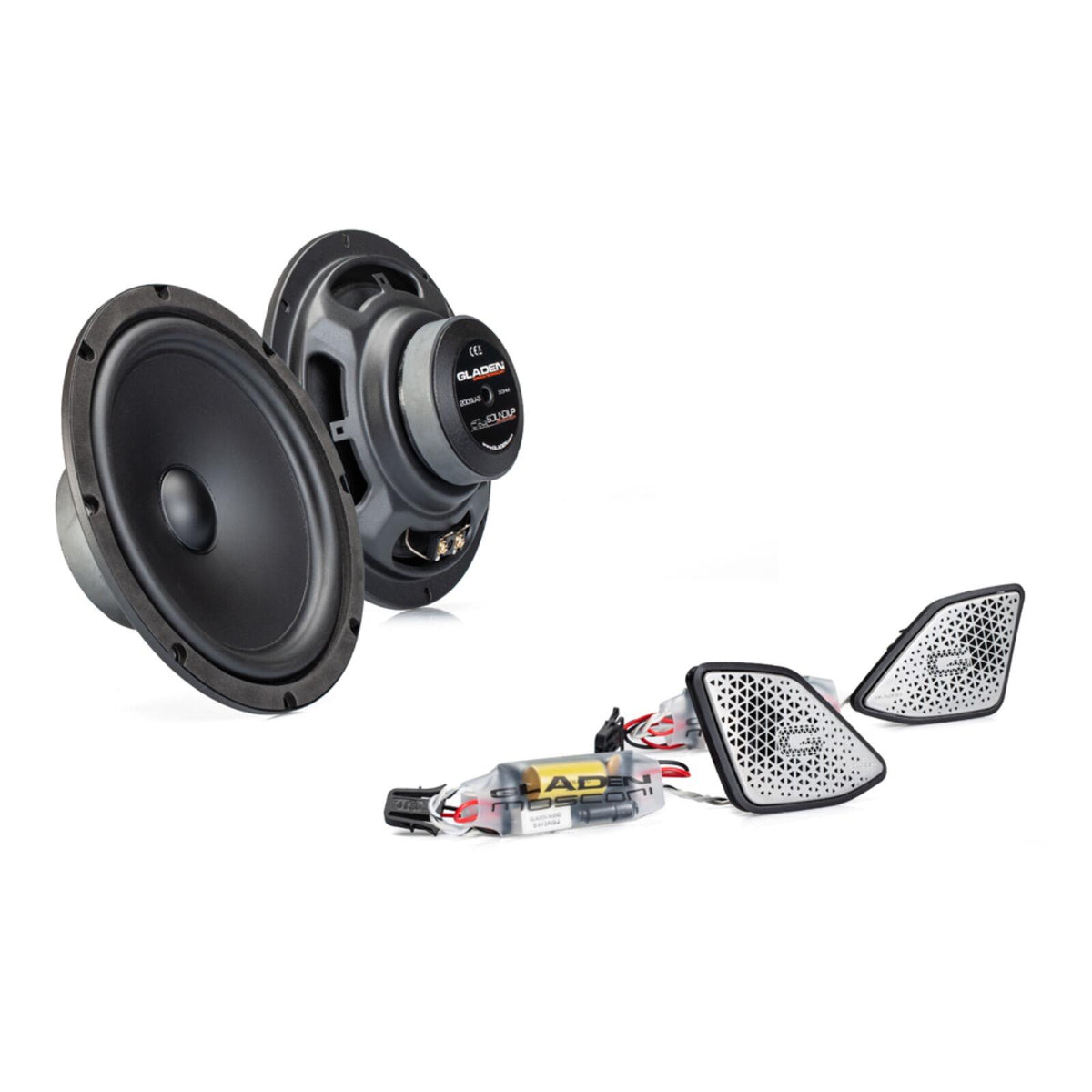 Premium Speaker Package for VW Transporter T6 (2015-2019) — pictured: Gladen One T6 Appearance 8 Inch Speakers & Tweeters for Volkswagen Transporter