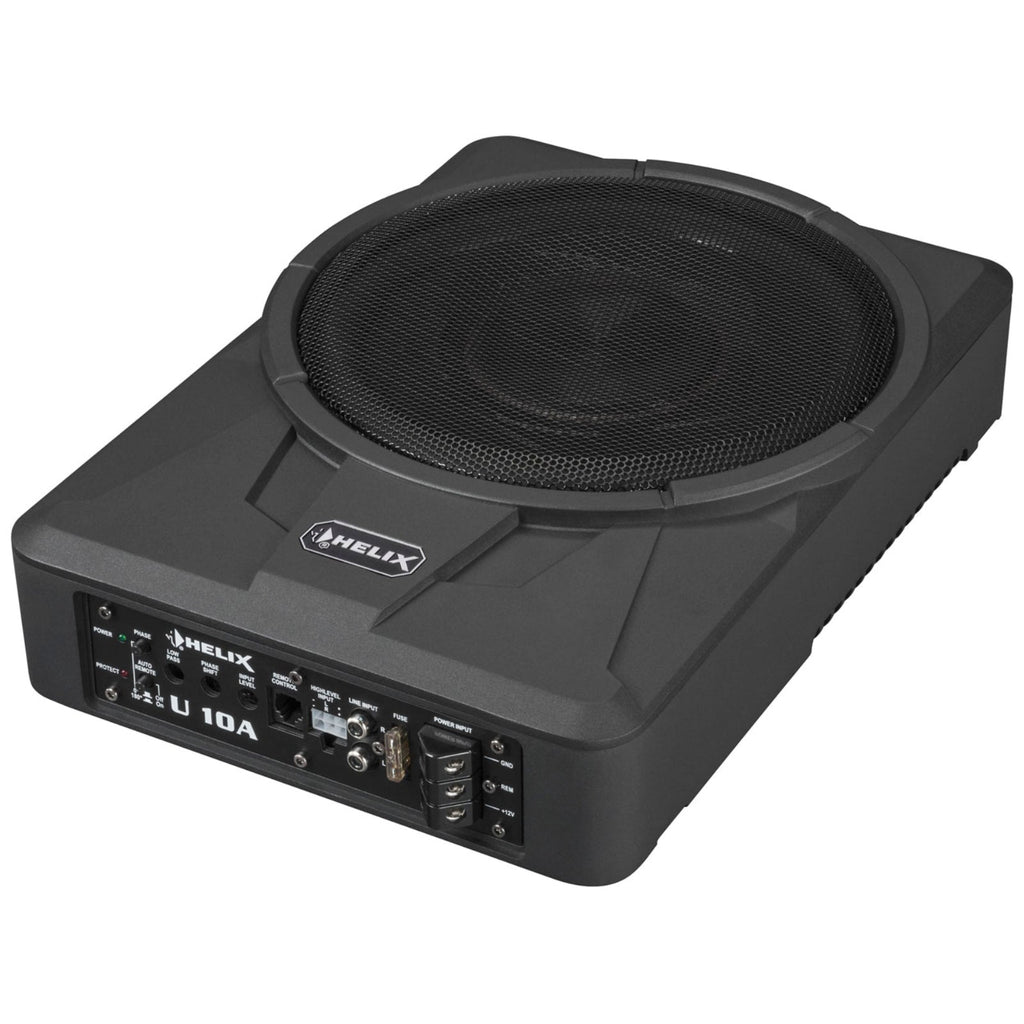 Helix U 10A Underseat Sub Compact 10 Inch Active Subwoofer with Bass Remote