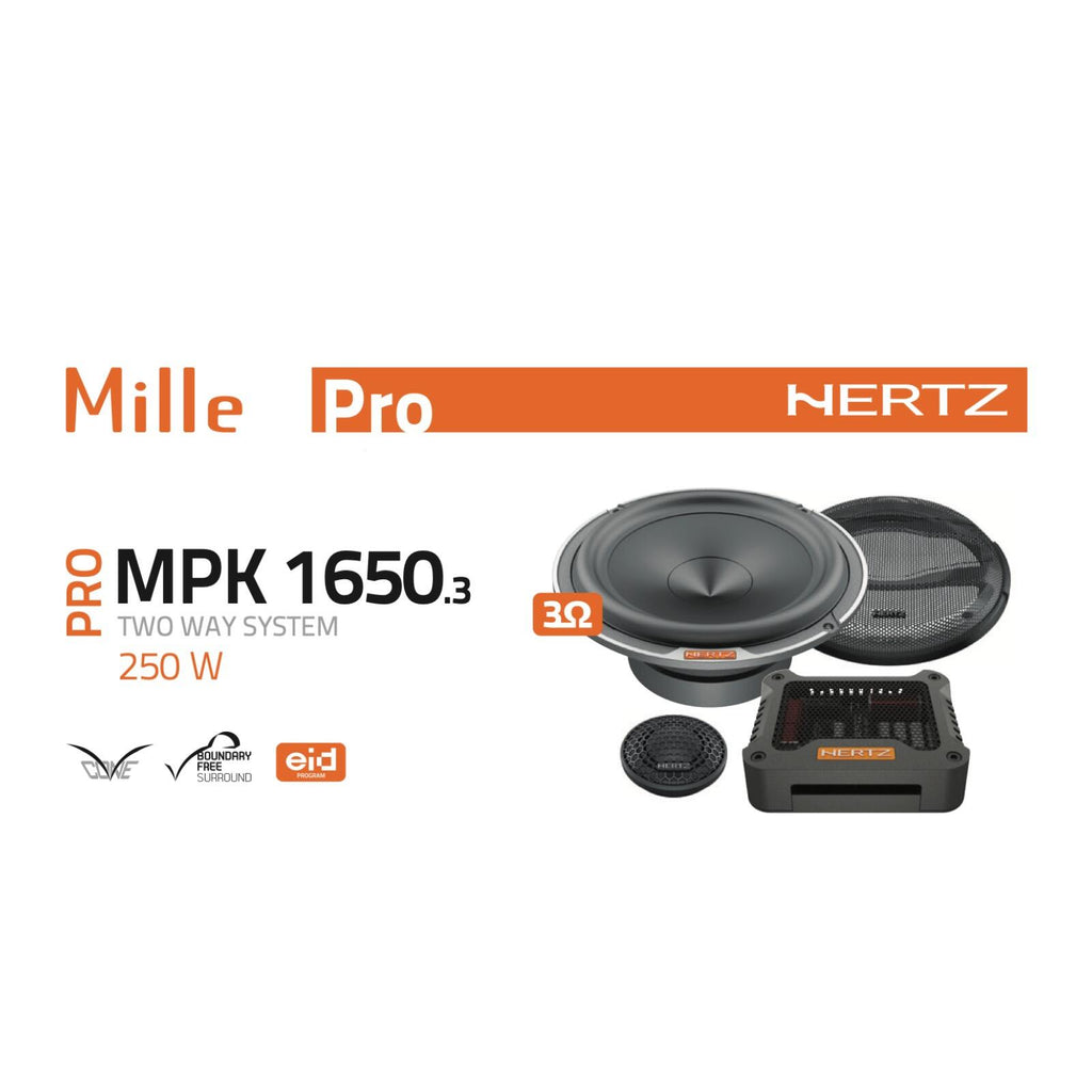 Hertz Mille Pro MPK 1650.3 6.5" 16.5cm Car 2 Way Component Speaker 125w RMS Pair