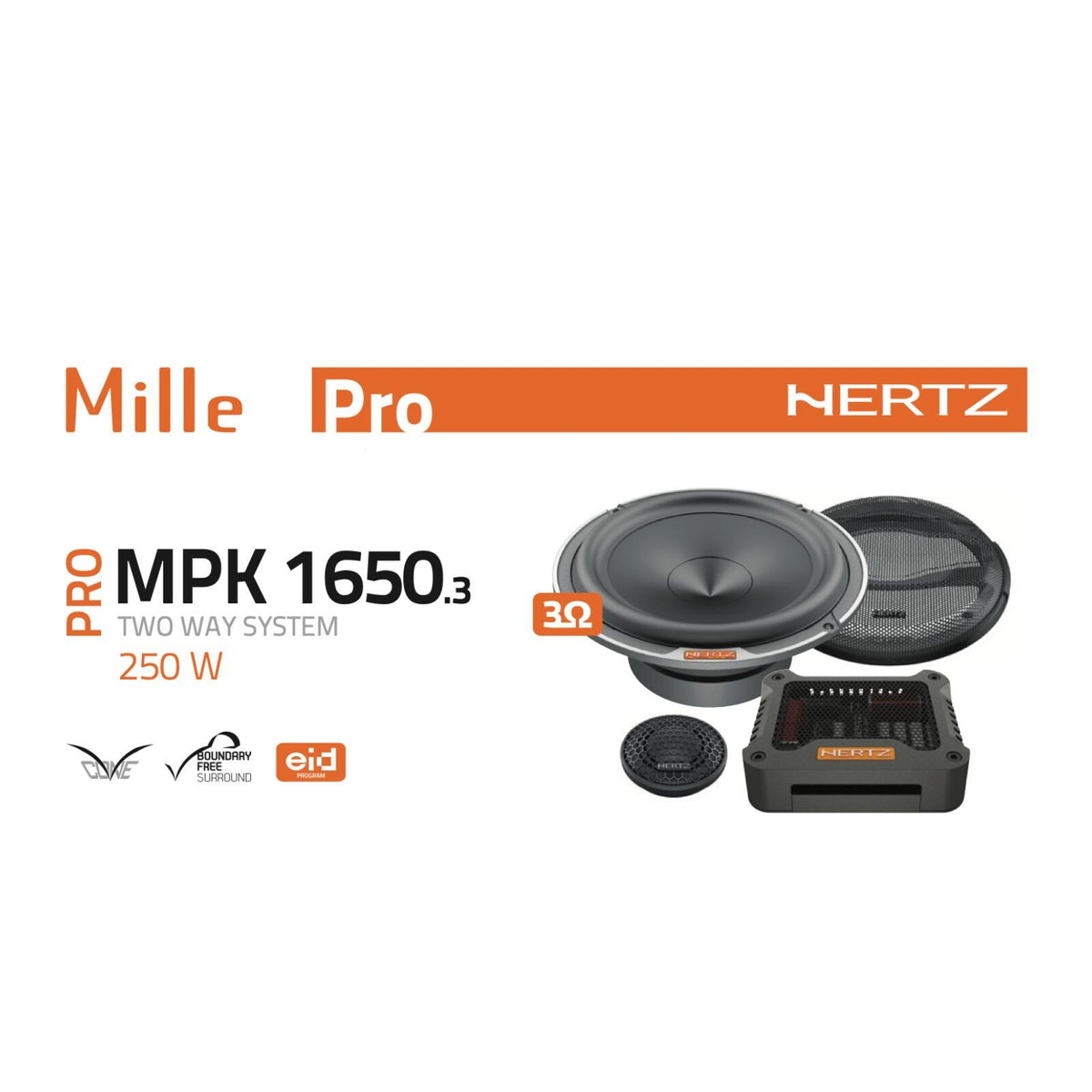 Hertz Mille Pro MPK 1650.3 6.5" 16.5cm Car 2 Way Component Speaker 125w RMS Pair