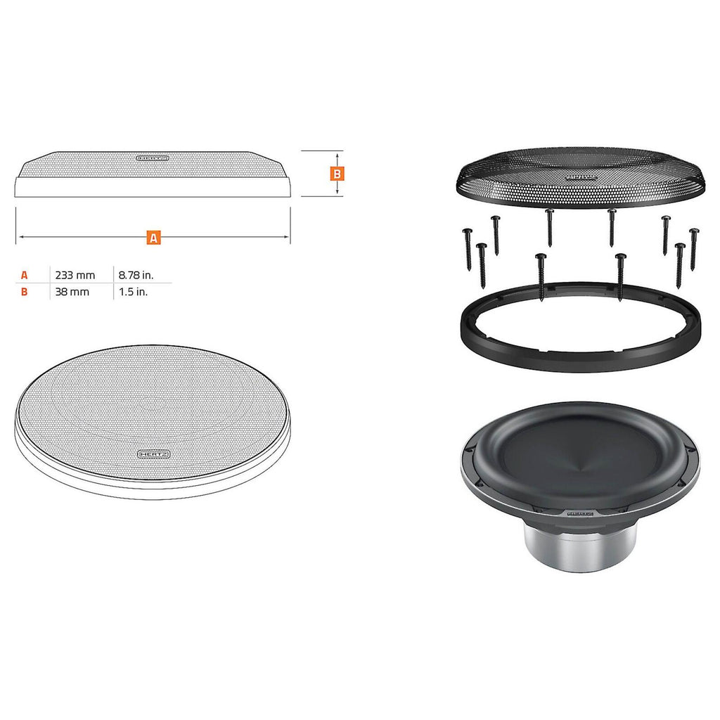 Hertz Mille Legend MG 200.3 8 Inch Steel Mech Sub Grille ML 2000.3 Subwoofer