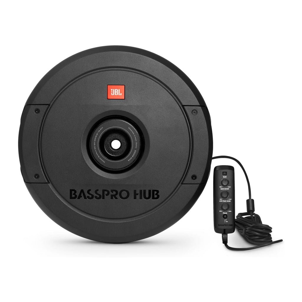 JBL BassPro Hub Sub Spare Wheel Tire Well Active Subwoofer with Remote 200w RMS