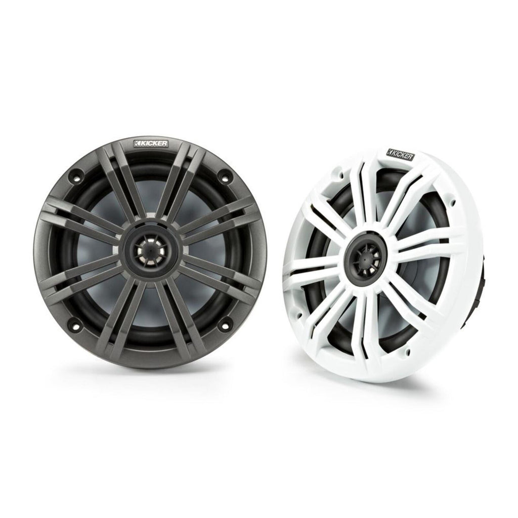 Kicker Marine 45KM654 Speakers KM Series 6.5" Coaxial White & Charcoal Grills