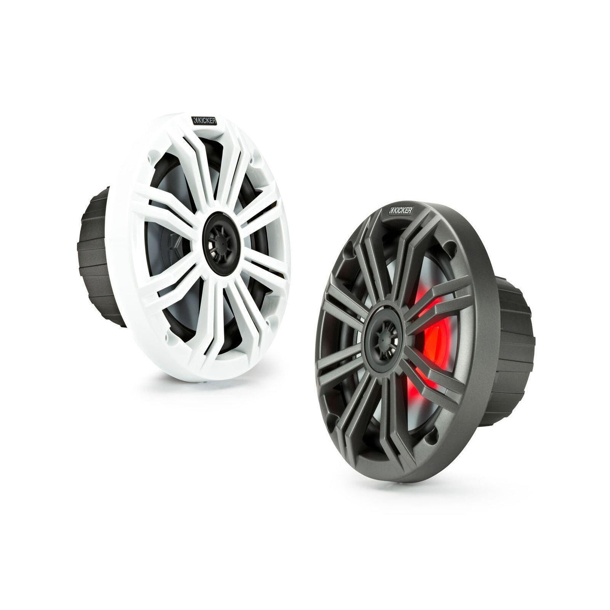 Kicker Marine 45KM654L Speakers KM 6.5" Coaxial White & Charcoal LED Grills