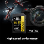 Lexar 128GB Professional 1800x SDXC UHS-II Card Gold Series Class 10 U3 V60