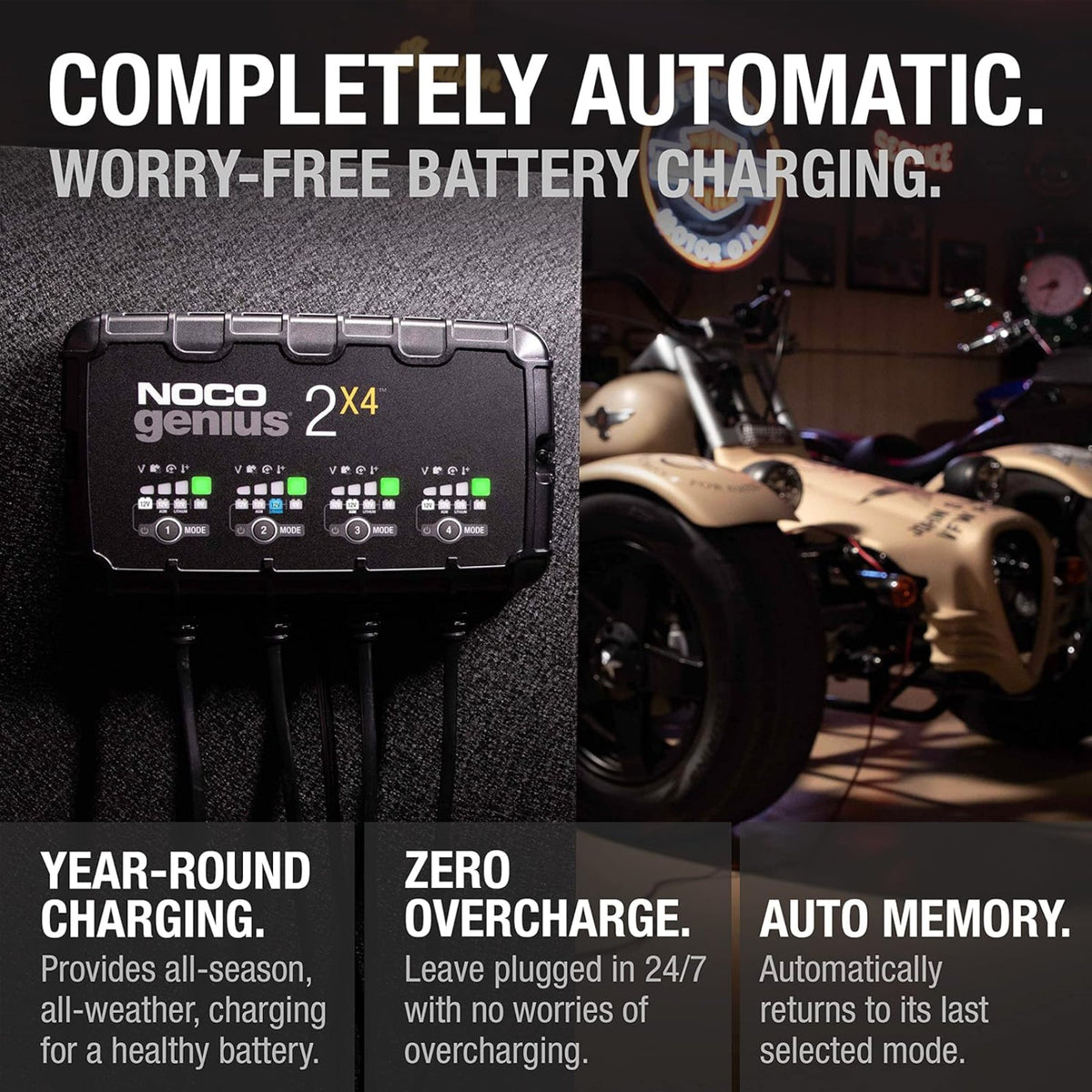 NOCO Genius2X4 6V/12V 8A 4-Bank Battery Trickle Charger Maintainer Desulfator