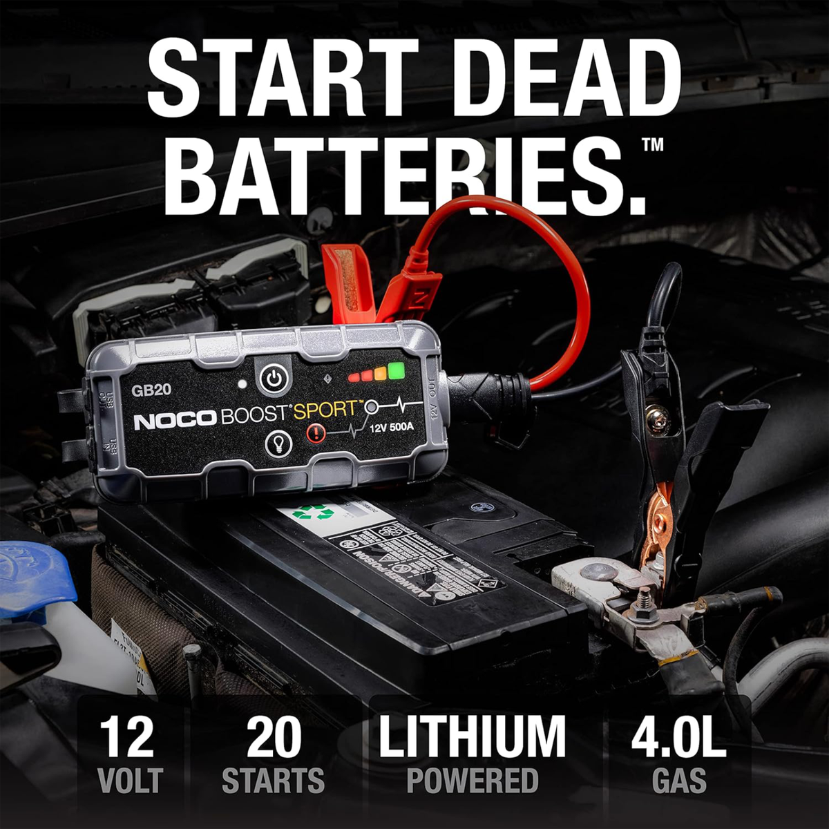 NOCO Boost GB20 500A UltraSafe Jump Starter Power Pack 12V Car Battery Booster
