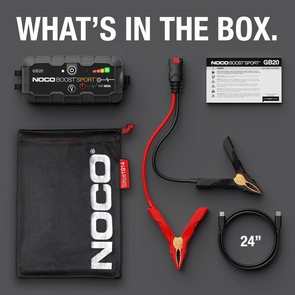 NOCO Boost GB20 500A UltraSafe Jump Starter Power Pack 12V Car Battery Booster