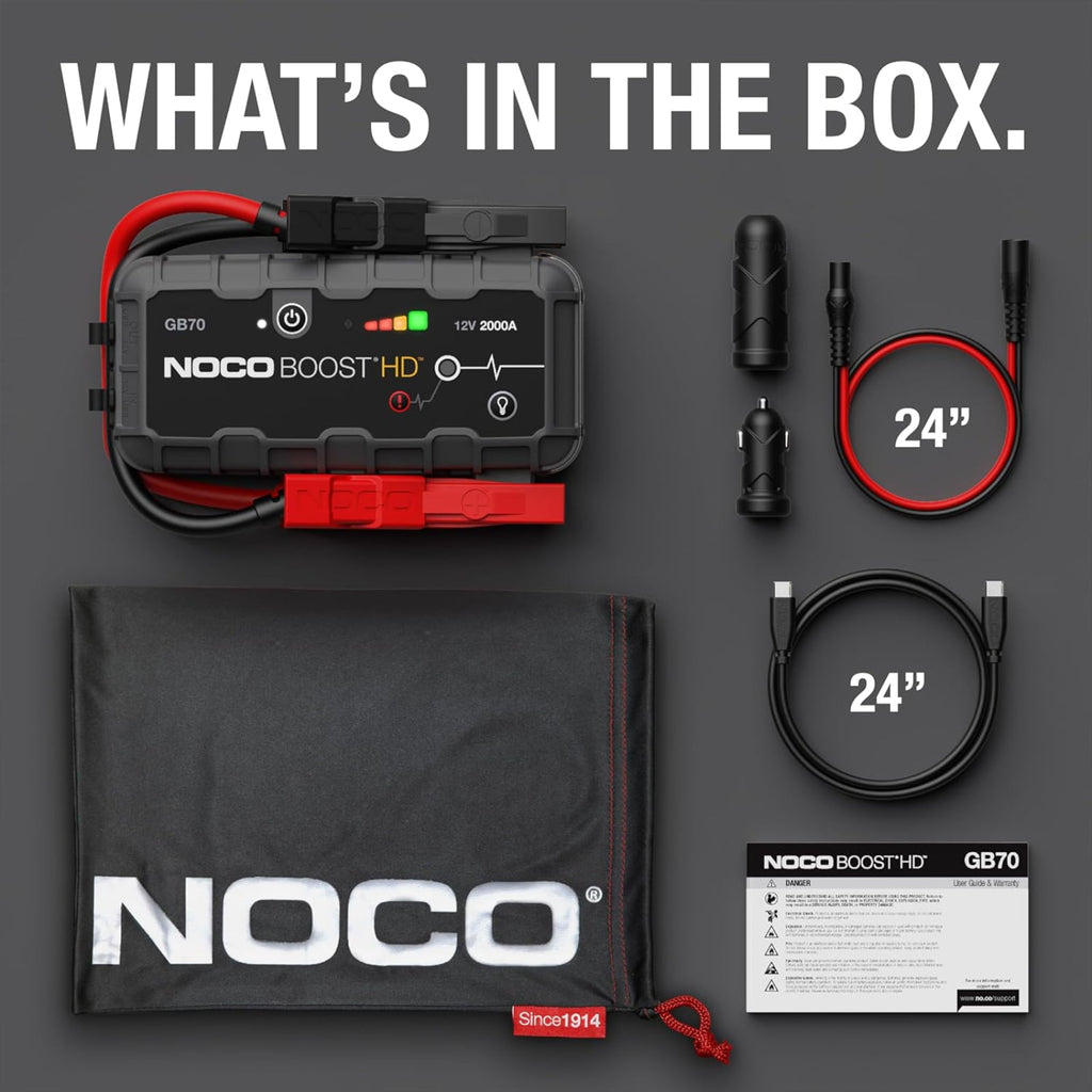 NOCO Boost GB70 2000A UltraSafe Jump Starter Power Pack 12V Car Battery Booster