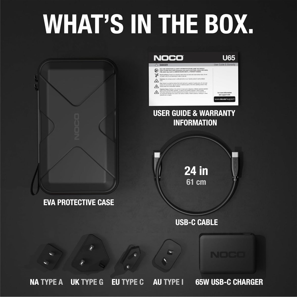 NOCO U65 65W Boost X USB-C Fast Charger for GBX45, GBX55, GBX75, and GBX155