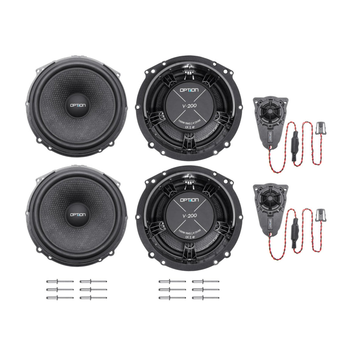 Option Audio Air VW T5 T6 Plug & Play 8 Inch Component Speakers & Tweeter 100w