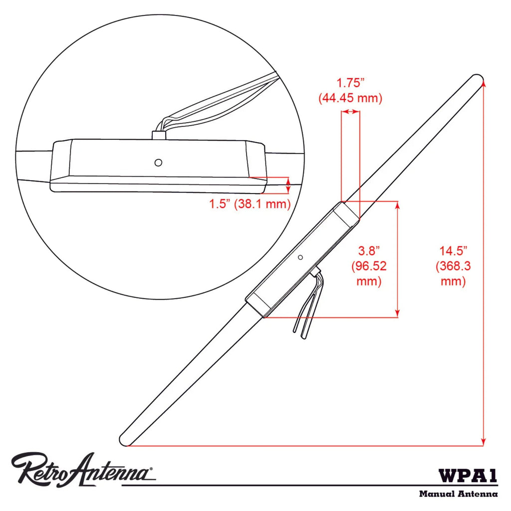 RetroSound WPA2 Amplified Hide Away Antenna Classic Car Radio FM AM Aerial