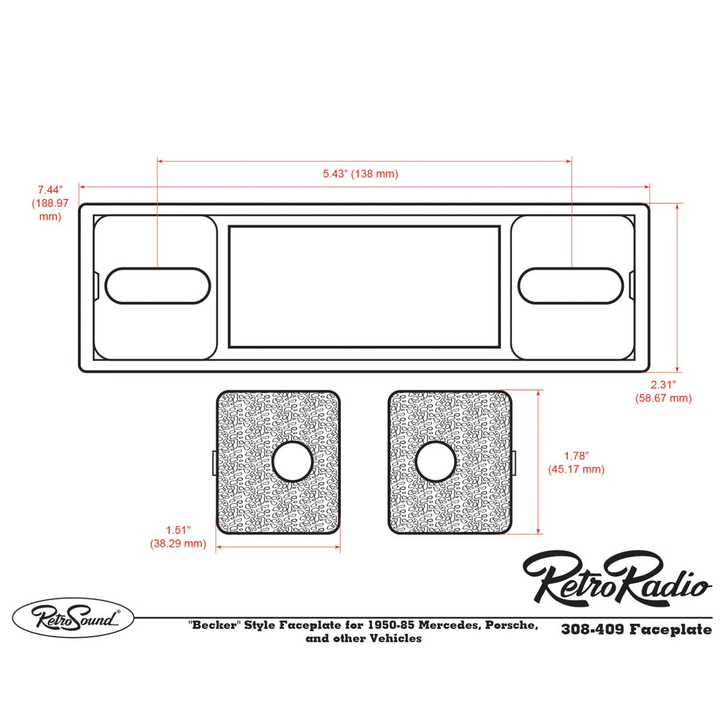 RetroSound Becker Style Motor 1 DAB Radio Black Pebbled Chrome Classic Stereo