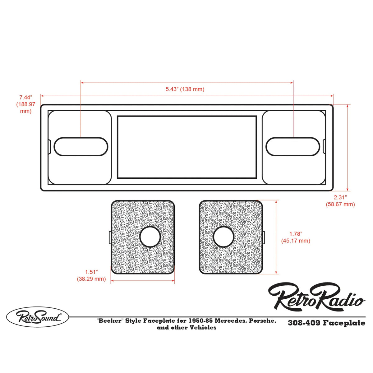 RetroSound Becker Style Motor 1 DAB Radio Black Pebbled Chrome Classic Stereo