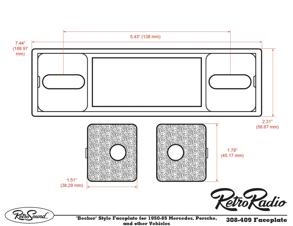 RetroSound Becker Style Motor 2 Bluetooth Black Pebbled Chrome Classic Stereo