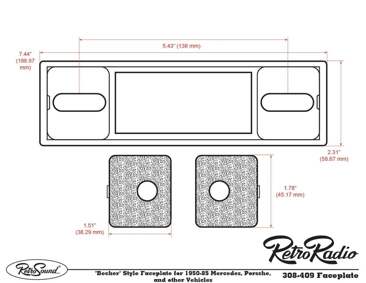 RetroSound Becker Style Motor 2 Bluetooth Black Pebbled Chrome Classic Stereo