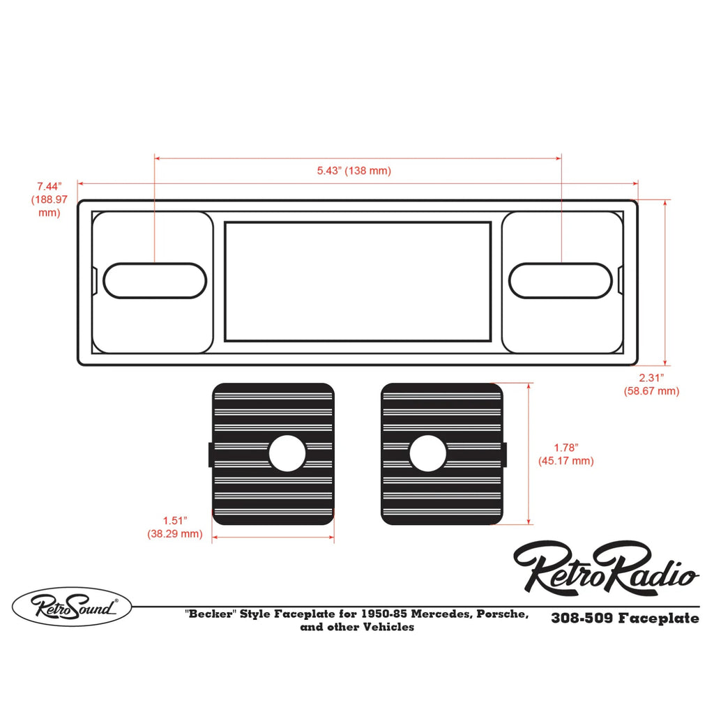 RetroSound Becker Style Motor 4 DAB Bluetooth Pinstripe Chrome Classic Car Radio