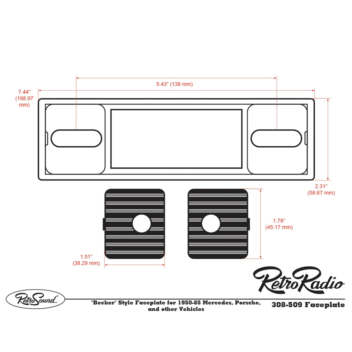 RetroSound Becker Style Motor 4 DAB Bluetooth Pinstripe Chrome Classic Car Radio