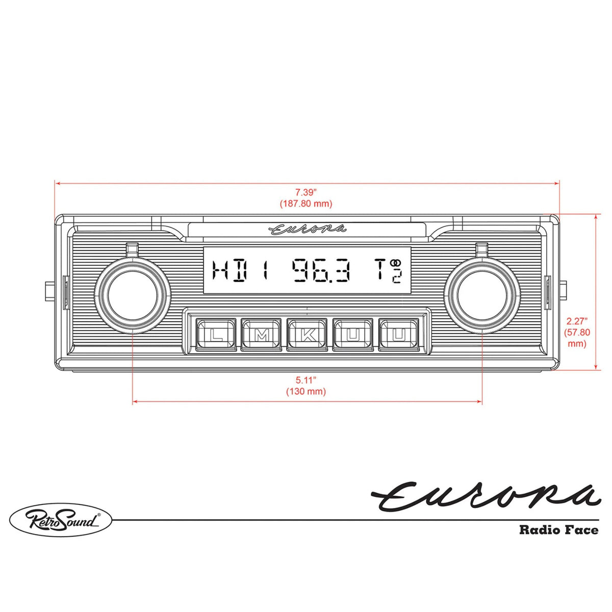 RetroSound Europa Motor 1 Bluetooth Radio FM AM 1960's-70's Classic Car Stereo