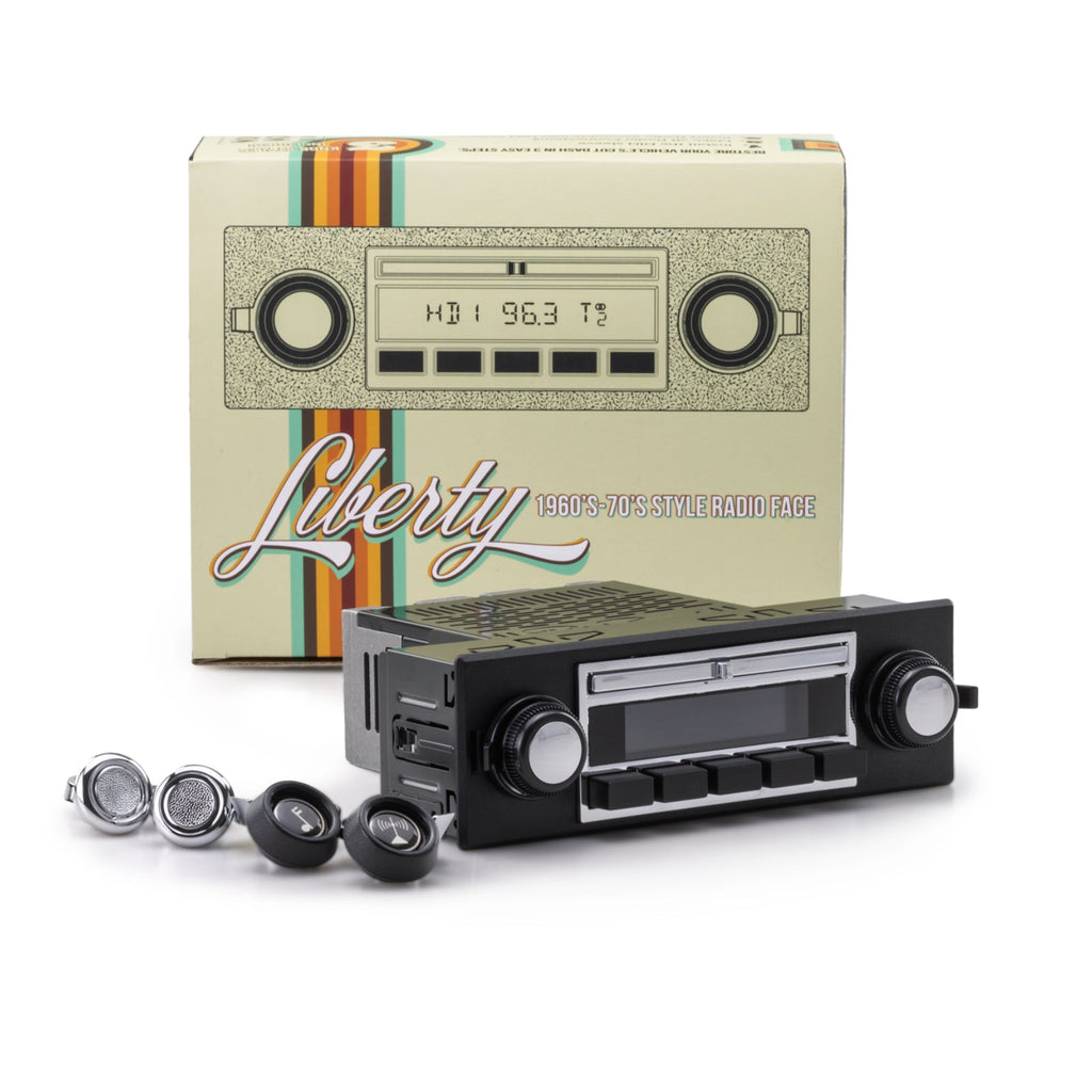 RetroSound Liberty Motor 2 Bluetooth Radio FM Black & Chrome Classic Car Stereo