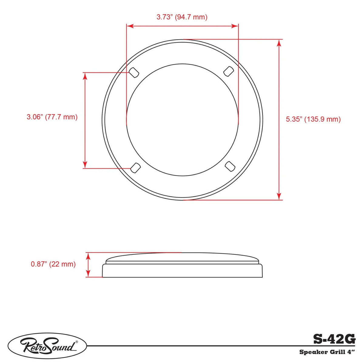 RetroSound 4 Inch Speaker Grills Sold as a Pair Low Key Plain Black Mesh Grill