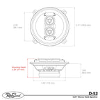 RetroSound Dual Voice Coil 5.25 Inch Single Stereo Dash Speaker 25w RMS