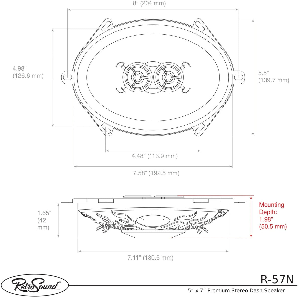 RetroSound Premium Single Triax Speaker 5x7 Inch with Bracket RS-UB1KT 60w RMS