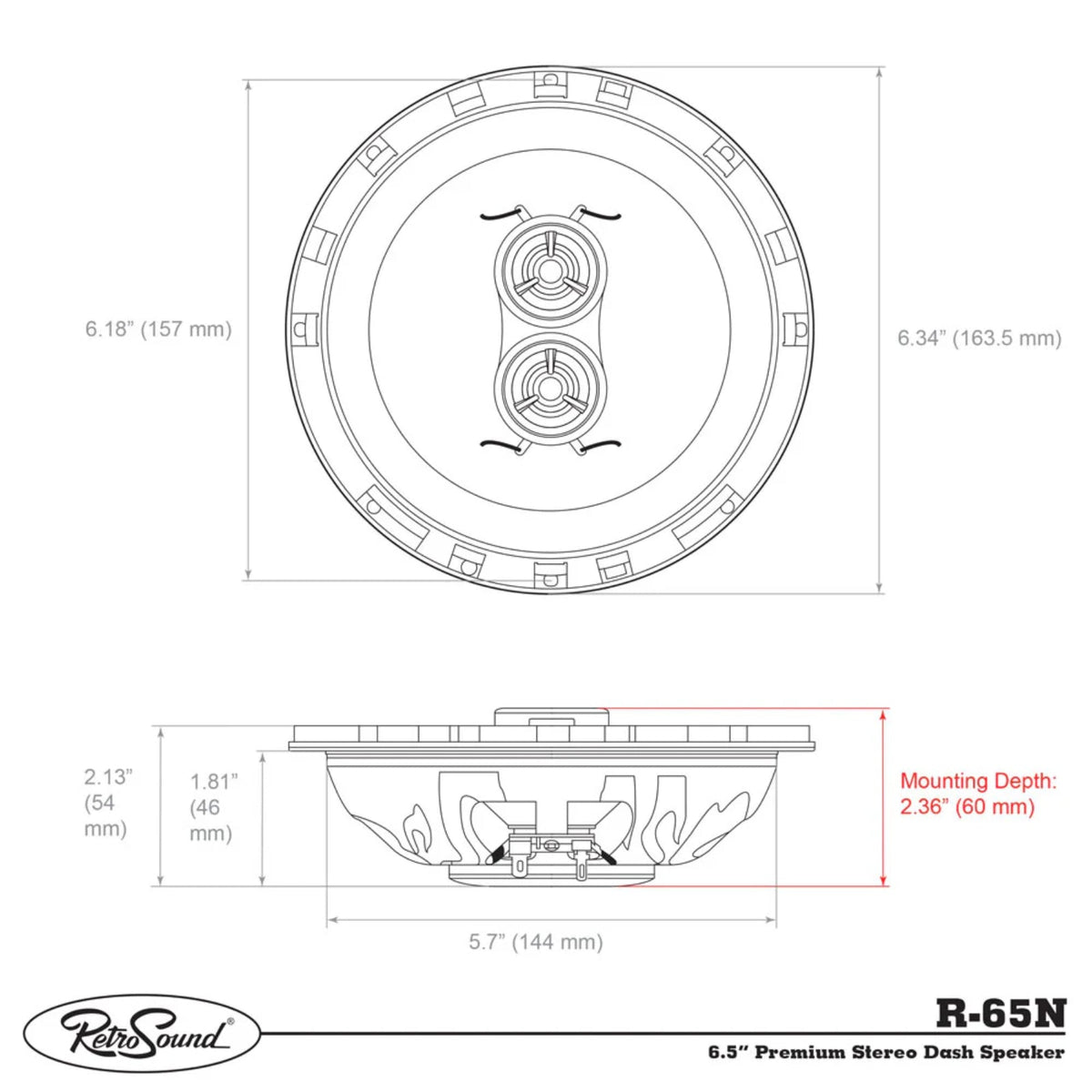 RetroSound Premium Single Triax Speaker 6.5 Inch with Bracket RS-UB1KT 50w RMS